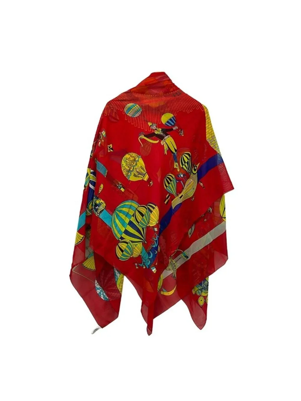 Hermes Shawl Red Yellow Multi Paz Universal Cotton Scarf